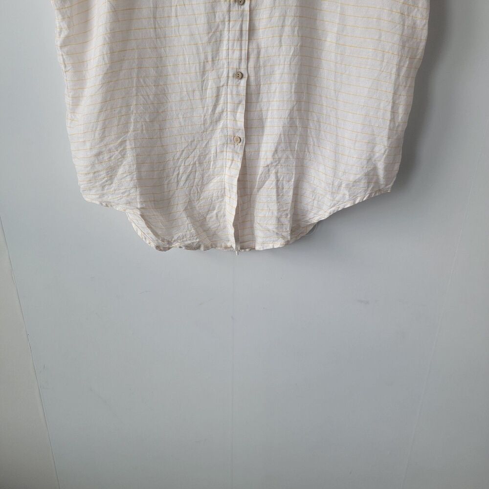 Cynthia Rowley womens 100% Linen Button up Blouse size S Striped boy fit - Picture 4 of 8